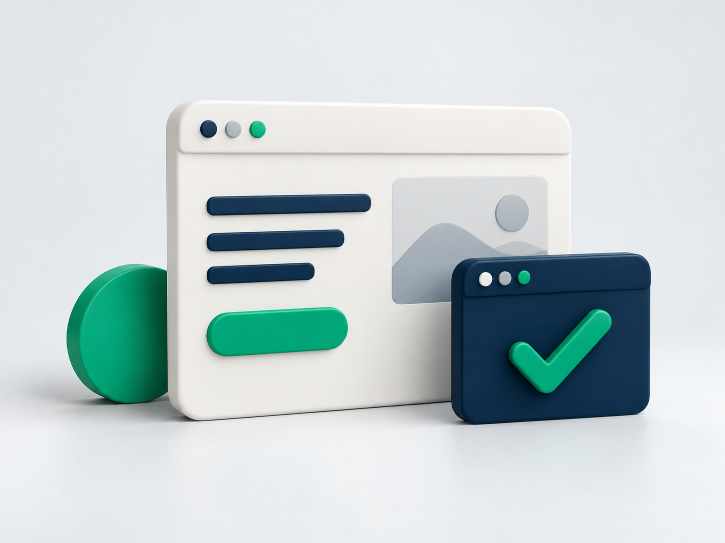 Een verzorgd websitevenster met een groen vinkje